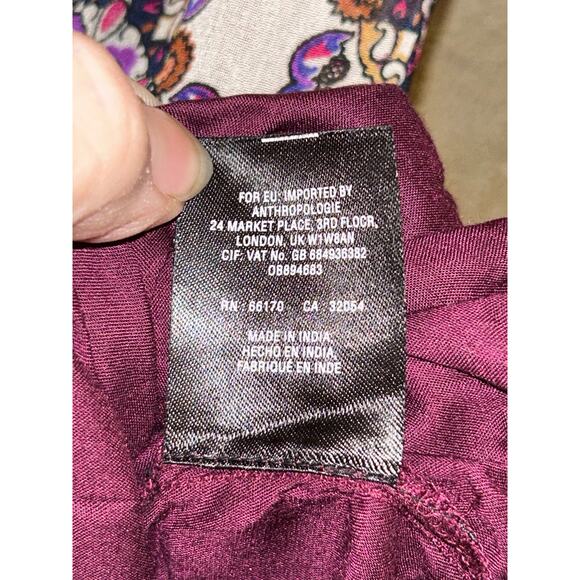 Anthropologie Maeve Boho CottageCore Grunge Hippie Velvet Blue Red Peasant Dress - Picture 8 of 11